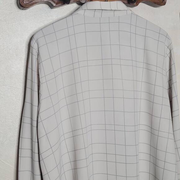 Eileen Fisher Windowpane Ivory Point Collar Lightweight Button Down Shirt✨️XL - Picture 8 of 10